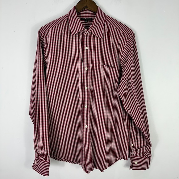 Banana Republic Other - Banana Republic Shirt Mens L Burgundy Check‎ Preppy Academia Quiet Luxury Cotton
